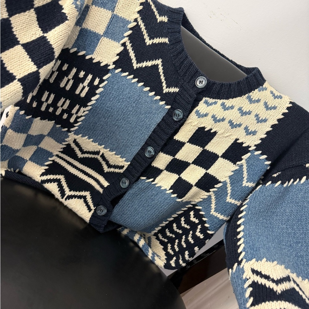 Marsh Landing Navy and Cream Knit Cardigan - Picture 7 of 13